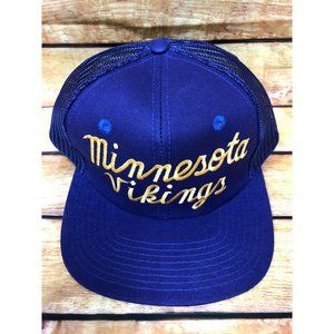 NOS Vintage Starter The Eastport Minnesota Vikings Script Snapback Hat NFL (b45)